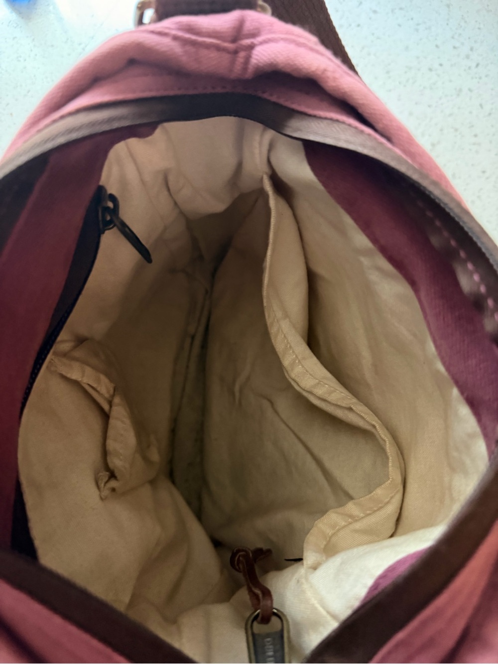 Duluth Trading Co Berry Crossbody Canvas Bag with Brown Strap - Picture 3 of 4